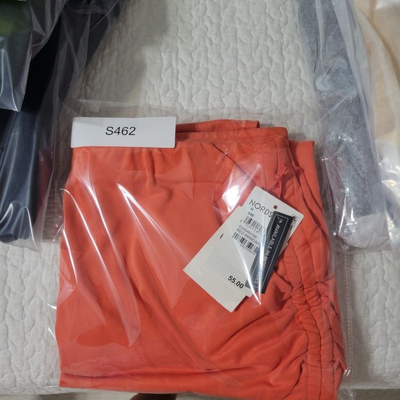 Open Edit Nordstrom Orange Red Mandarin Ruched Drawstring Skirt Med Adjustable - Picture 11 of 12